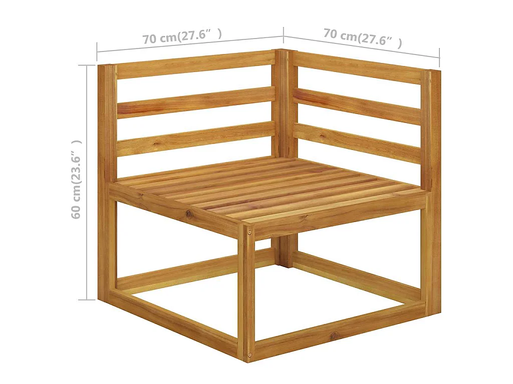 Salon de jardin 5 pcs avec coussins Bois d'acacia solide