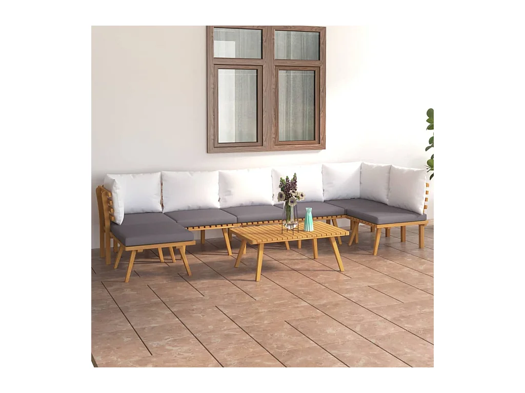 8-tlg. Garten-Lounge-Set mit Kissen Massivholz Akazie