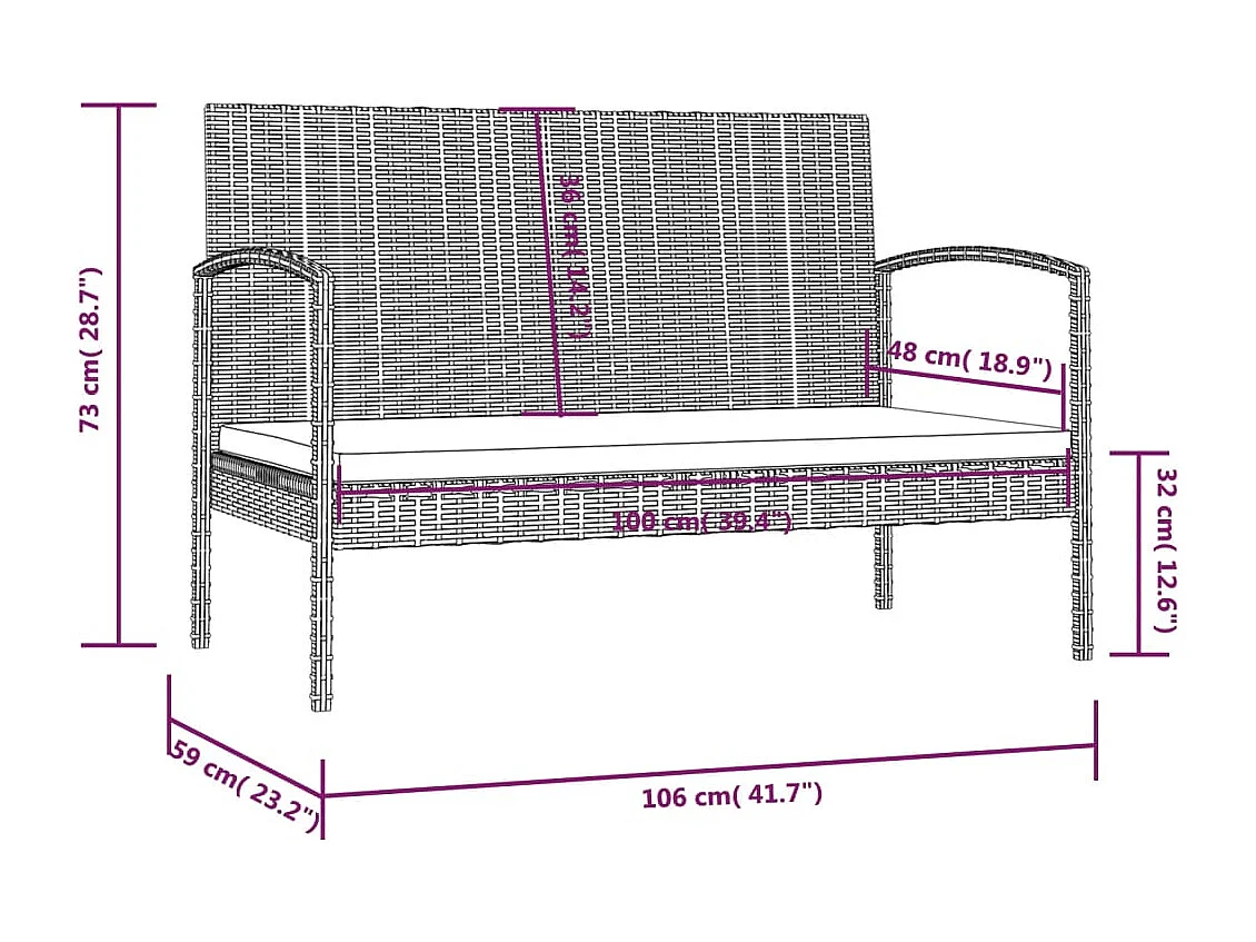 Salon de jardin 8 pcs avec coussins résine tressée noir
