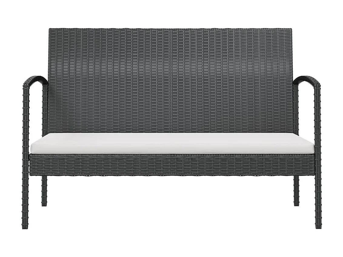 Salon de jardin 8 pcs avec coussins résine tressée noir