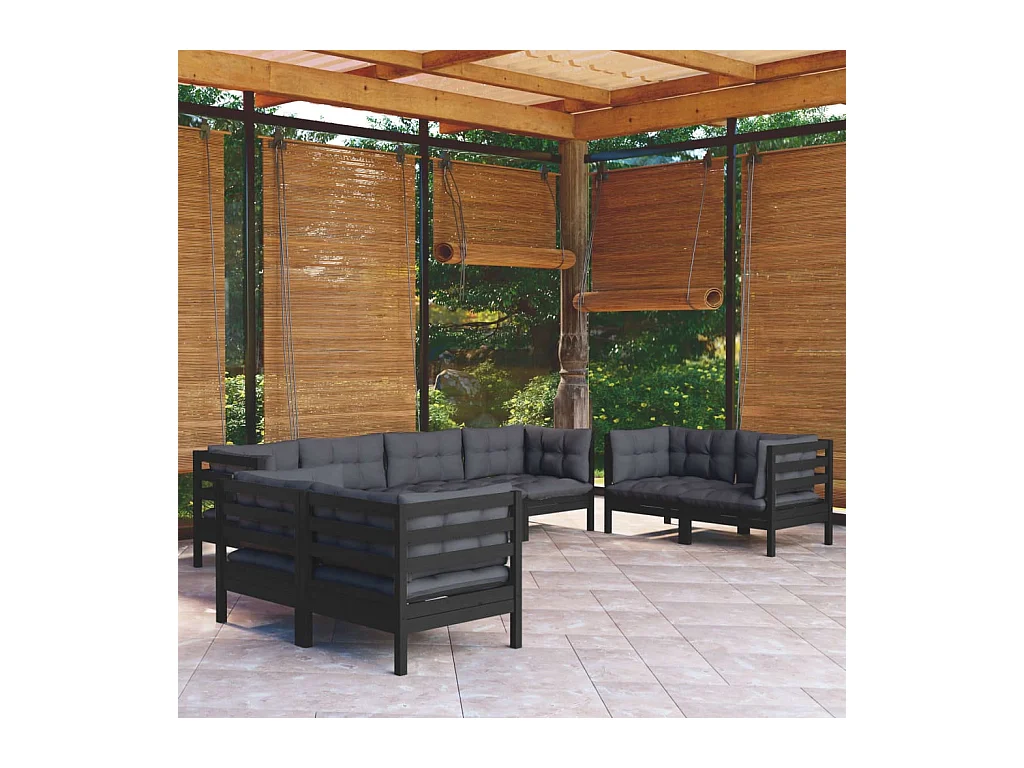 8-tlg. Garten-Lounge-Set mit Kissen Kiefer Massivholz