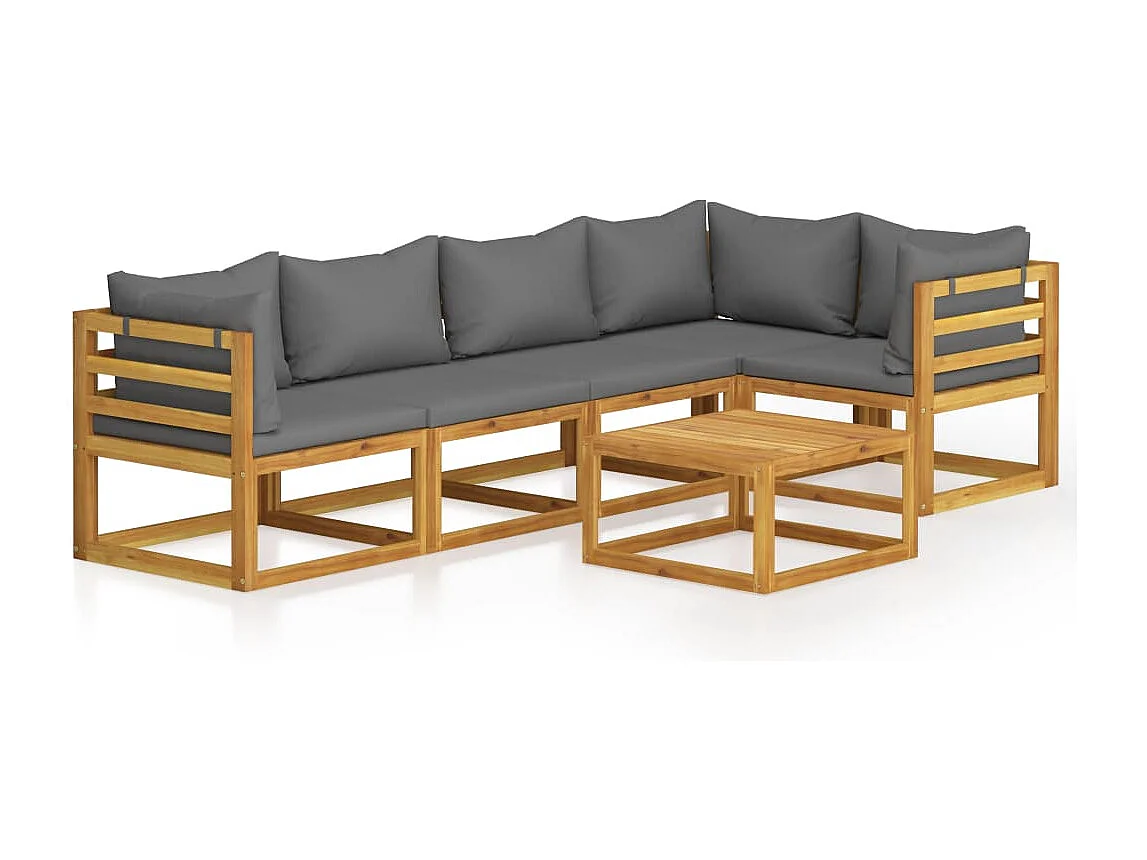 6-tlg. Garten-Lounge-Set mit Auflagen Massivholz Akazie