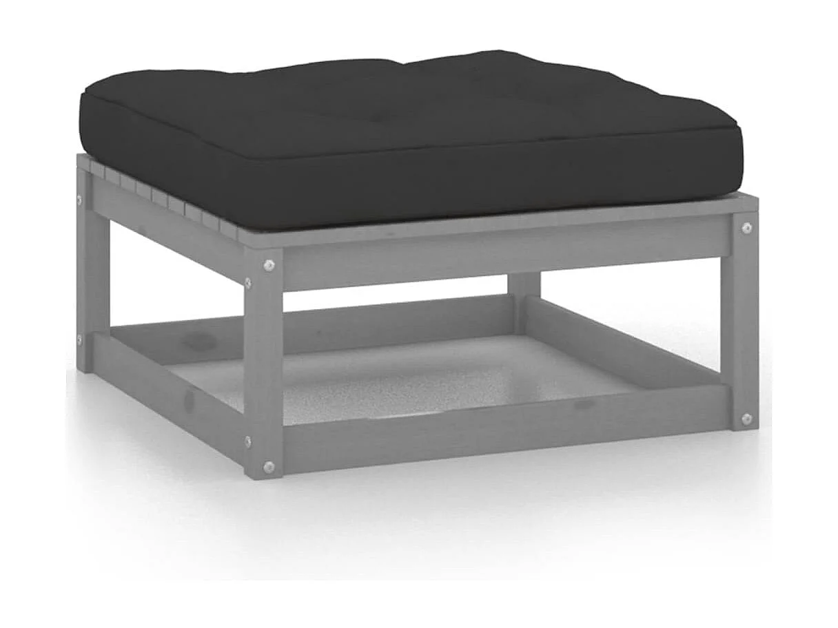 10-tlg. Garten-Lounge-Set mit Kissen Grau Massivholz Kiefer