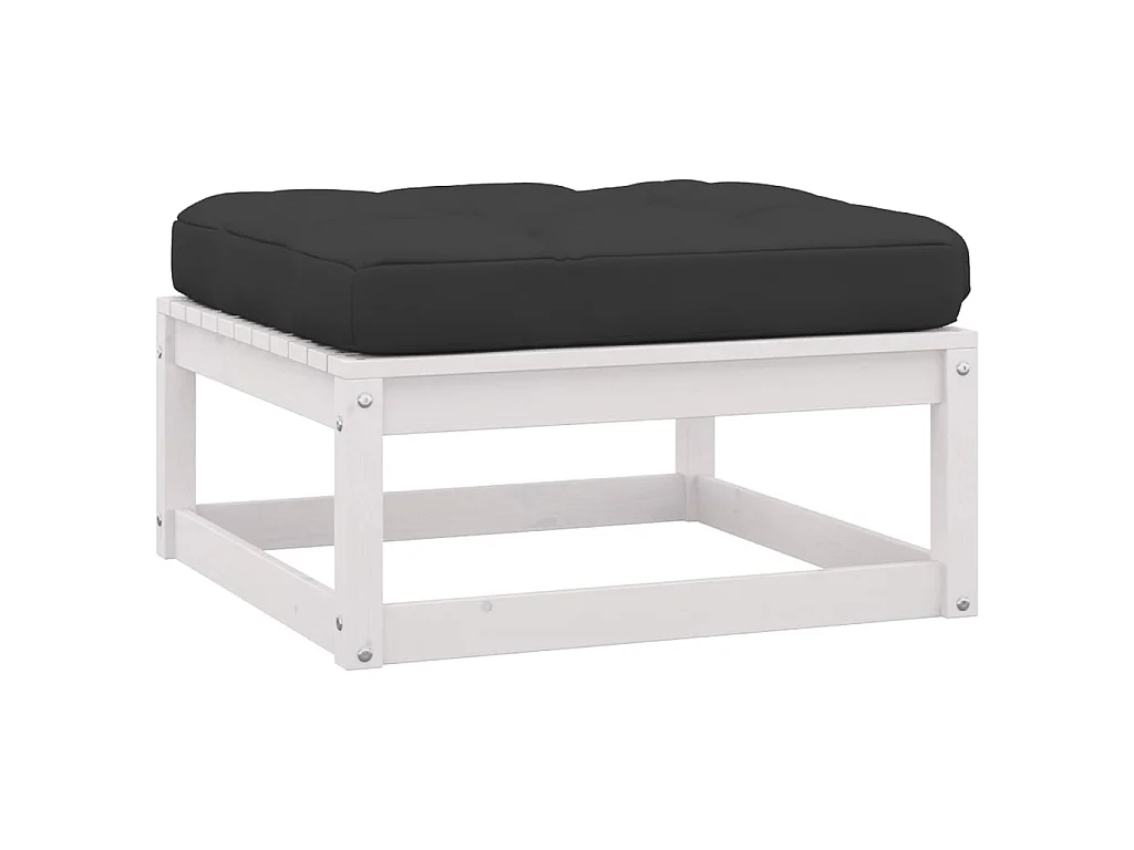 10-delige Loungeset met kussens massief grenenhout wit