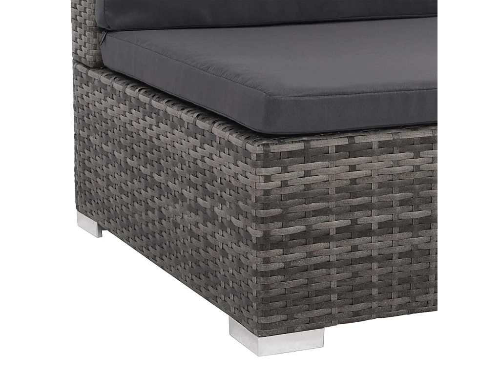 Set Divani da Giardino 7 pz con Cuscini in Polyrattan Grigio