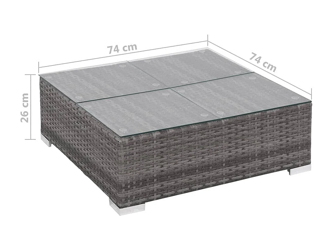 Set Divani da Giardino 7 pz con Cuscini in Polyrattan Grigio