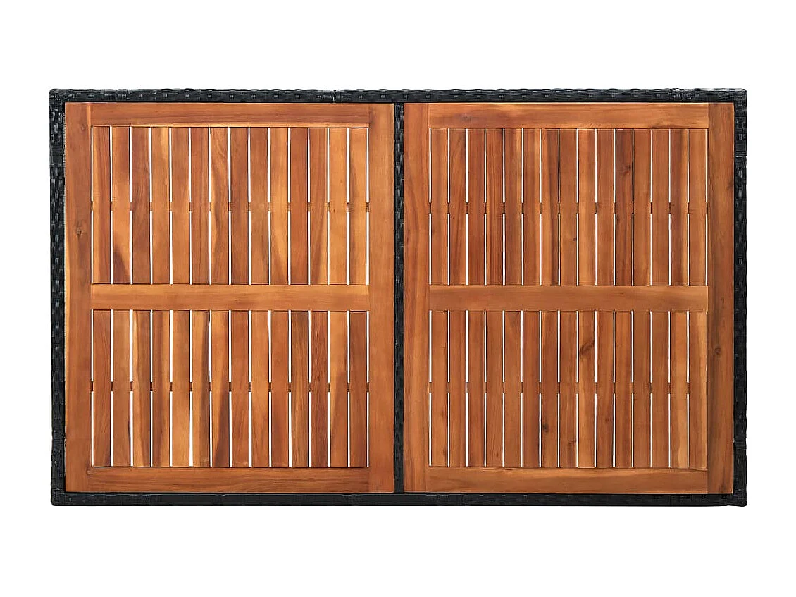 Ensemble à manger d'extérieur 7pcs Résine tressée acacia Noir