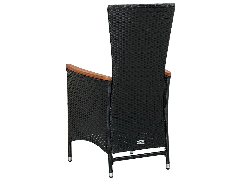7 pcs conjunto jantar p/ exterior vime PE madeira acácia preto