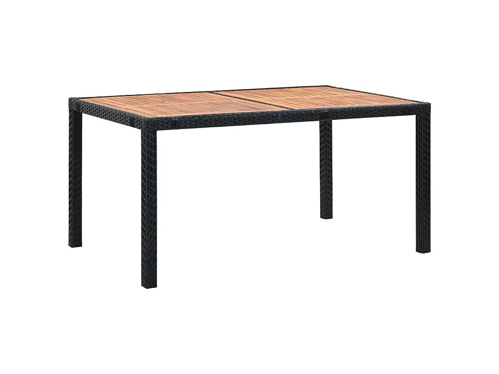 7 pcs conjunto jantar p/ exterior vime PE madeira acácia preto