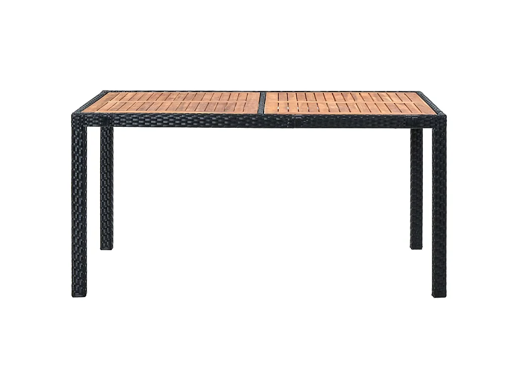 7 pcs conjunto jantar p/ exterior vime PE madeira acácia preto