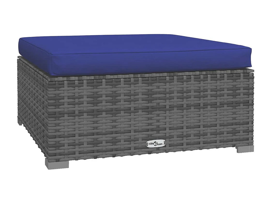 5 pcs conjunto lounge de jardim c/ almofadões vime PE cinzento