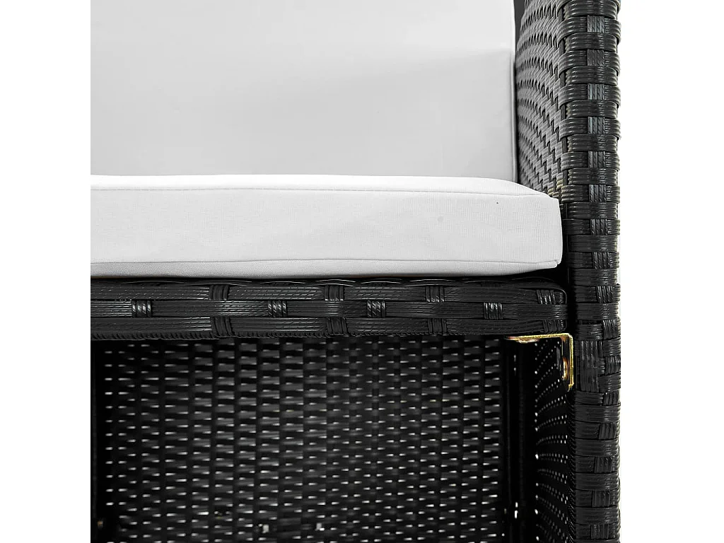 Ensemble à manger d'extérieur 9pcs coussins Résine tressée Noir