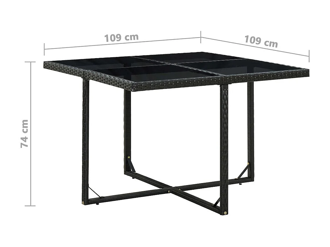 Ensemble à manger d'extérieur 9pcs coussins Résine tressée Noir