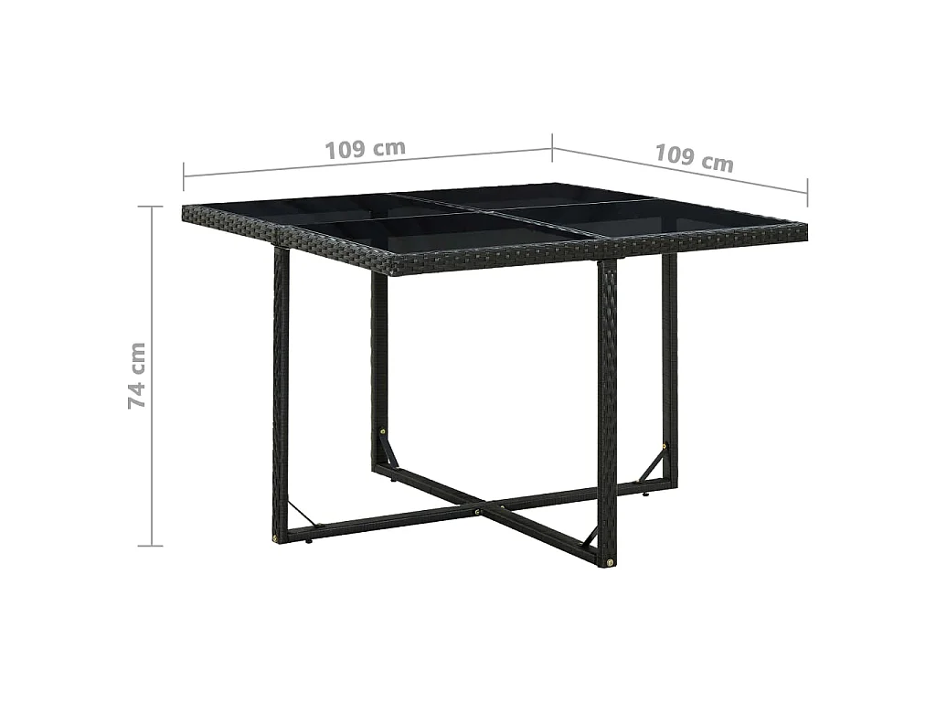 Ensemble à manger d'extérieur 9pcs coussins Résine tressée Noir