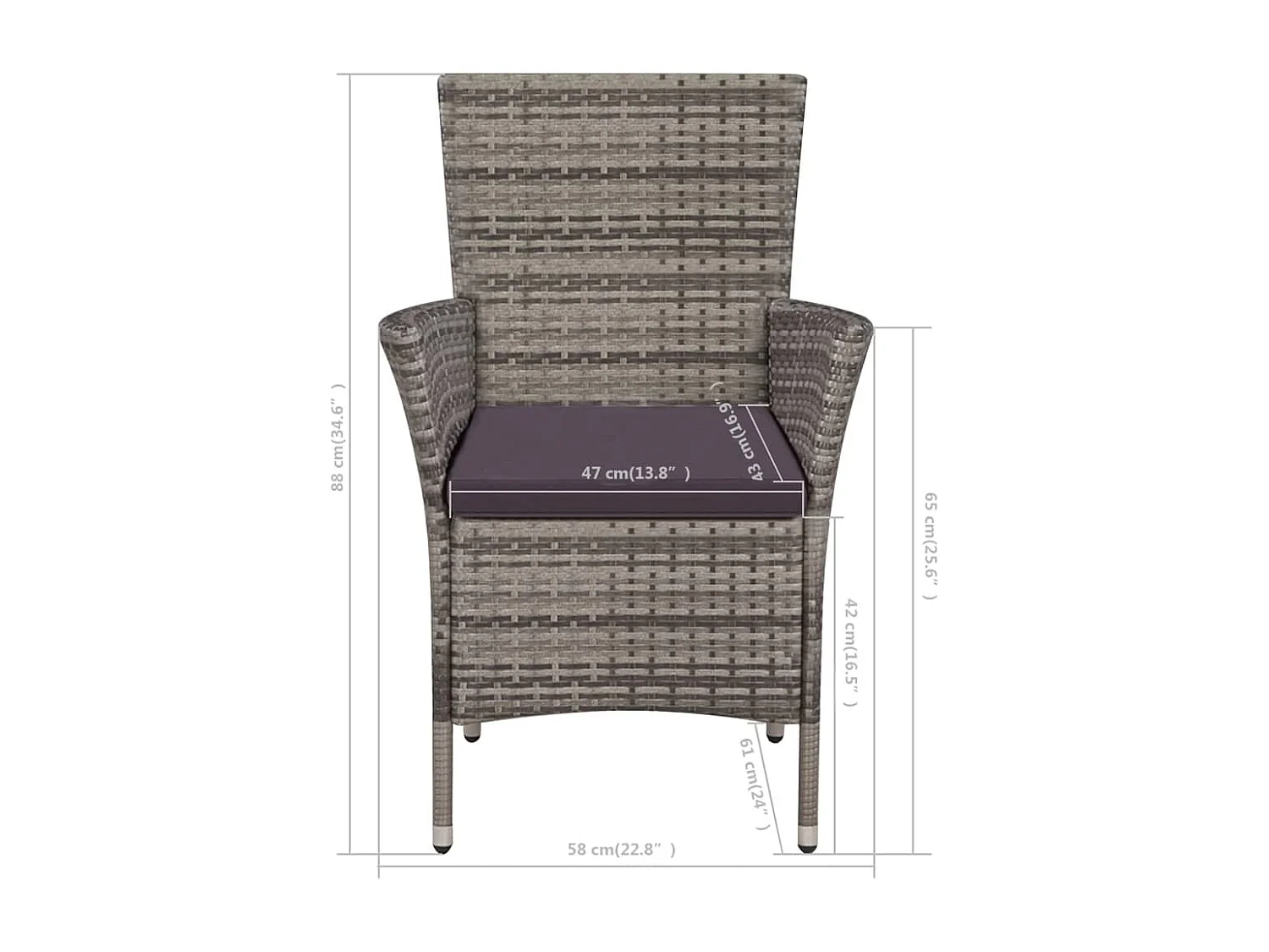 Mobilier de bistro 3 pcs Résine tressée Gris