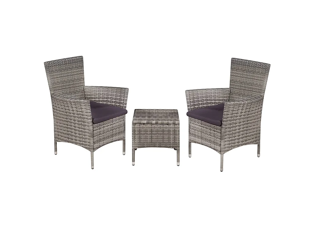 Mobilier de bistro 3 pcs Résine tressée Gris