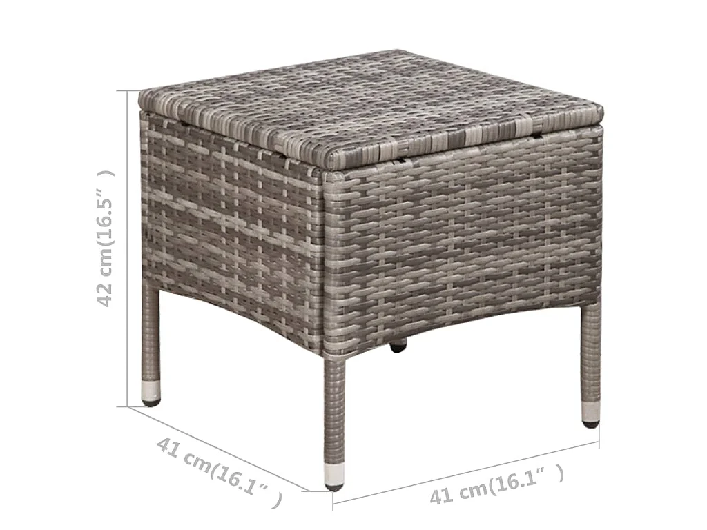 Mobilier de bistro 3 pcs Résine tressée Gris