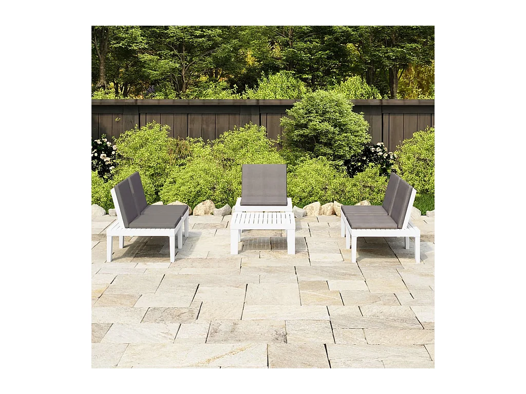 4-delige Loungeset met kussens kunststof wit
