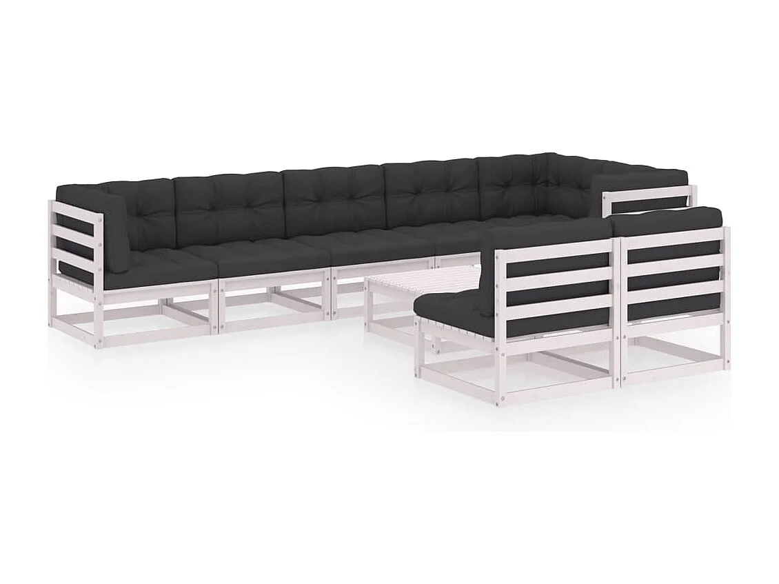 9-tlg. Garten-Lounge-Set mit Kissen Massivholz Kiefer