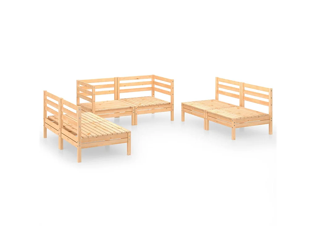 Juego de muebles de jardín 6 piezas madera maciza de pino