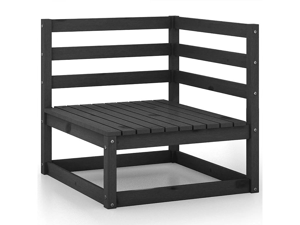 Set Divani da Giardino 4 pz Nero in Legno Massello di Pino