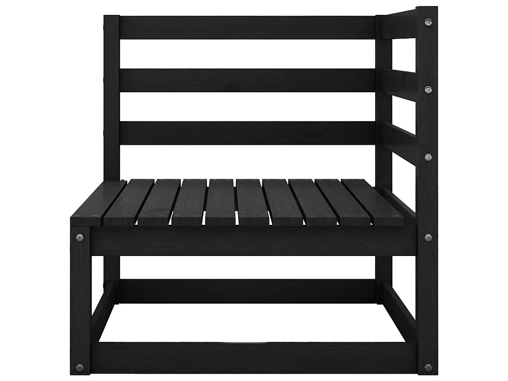 Set Divani da Giardino 4 pz Nero in Legno Massello di Pino