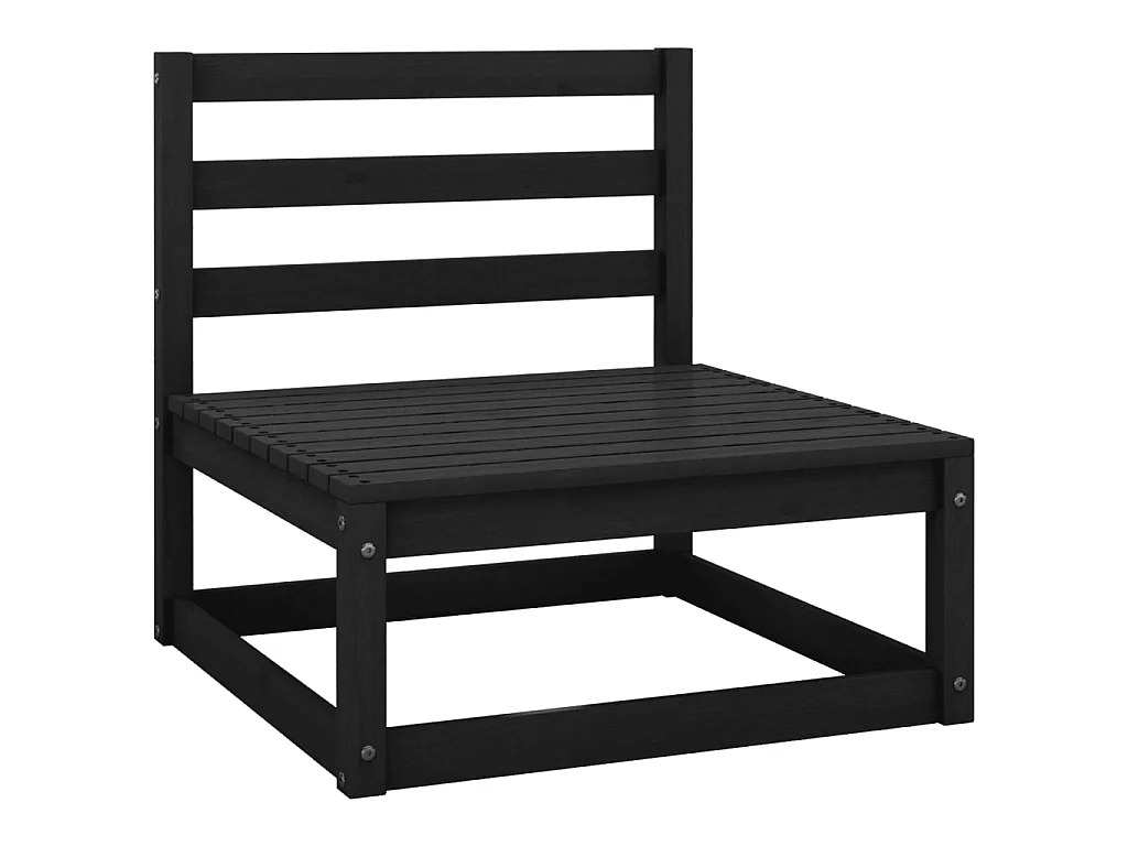 Set Divani da Giardino 4 pz Nero in Legno Massello di Pino