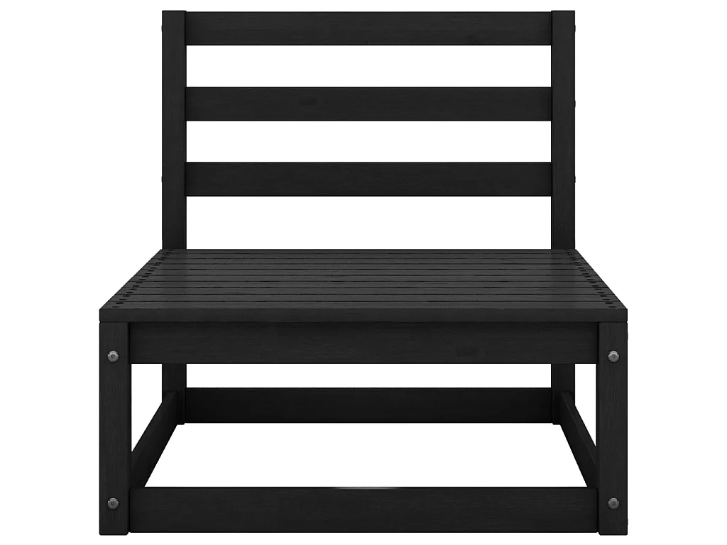 Set Divani da Giardino 4 pz Nero in Legno Massello di Pino