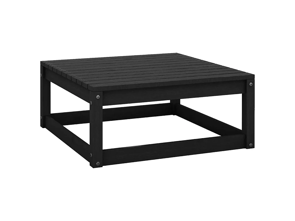 Set Divani da Giardino 4 pz Nero in Legno Massello di Pino