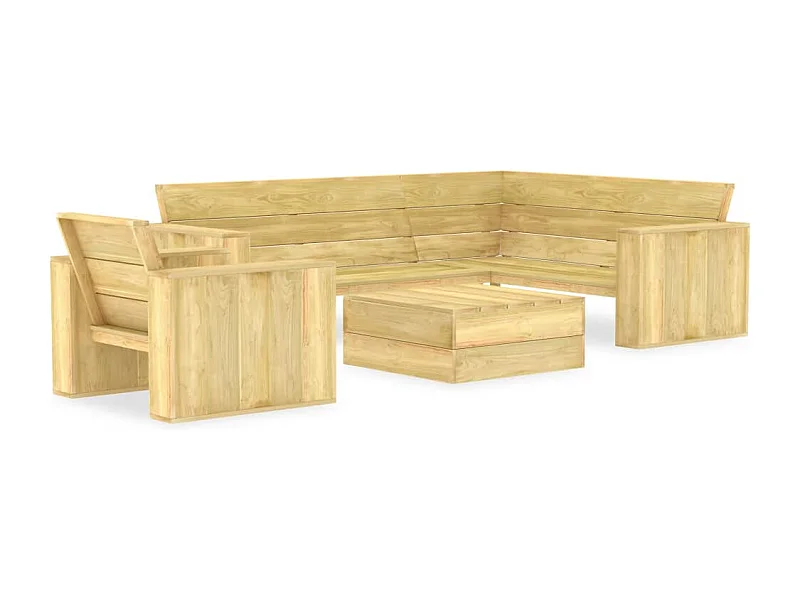 Set Divani da Giardino 3 pz in Legno di Pino Impregnato