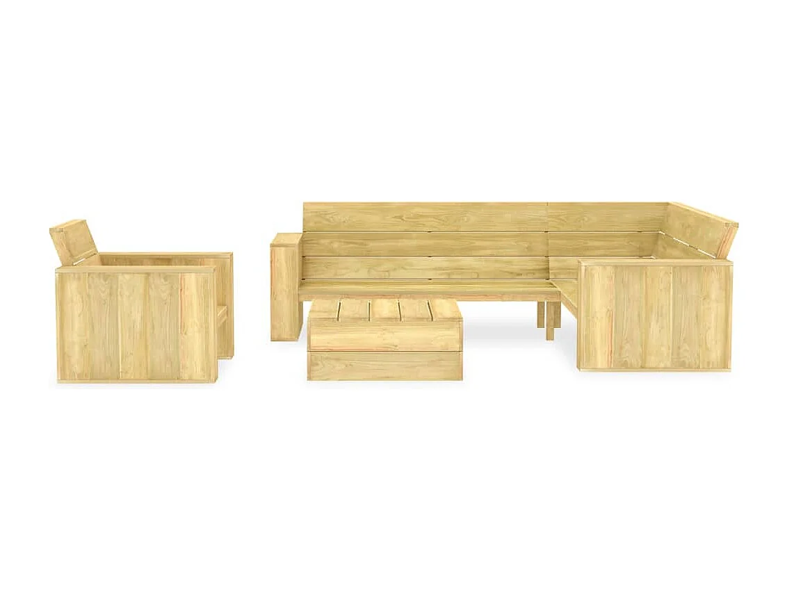 Set Divani da Giardino 3 pz in Legno di Pino Impregnato