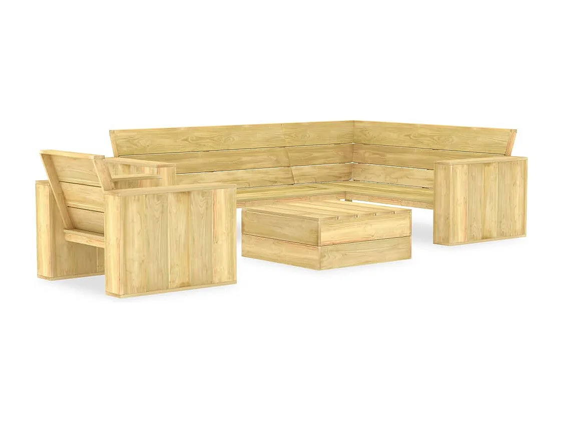 3-delige Loungeset geïmpregneerd grenenhout