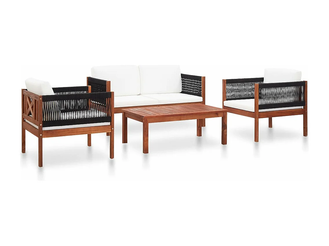 Juego de muebles de jardín 4 piezas madera maciza de acacia