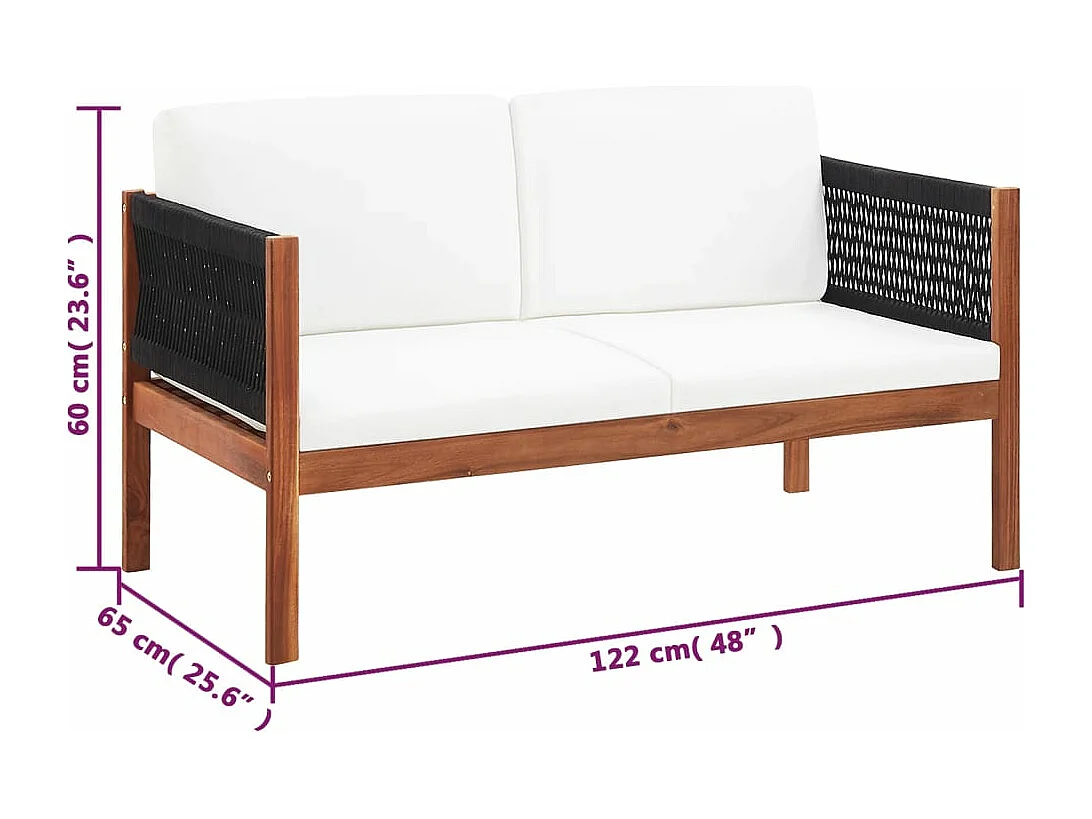 Juego de muebles de jardín 4 piezas madera maciza de acacia