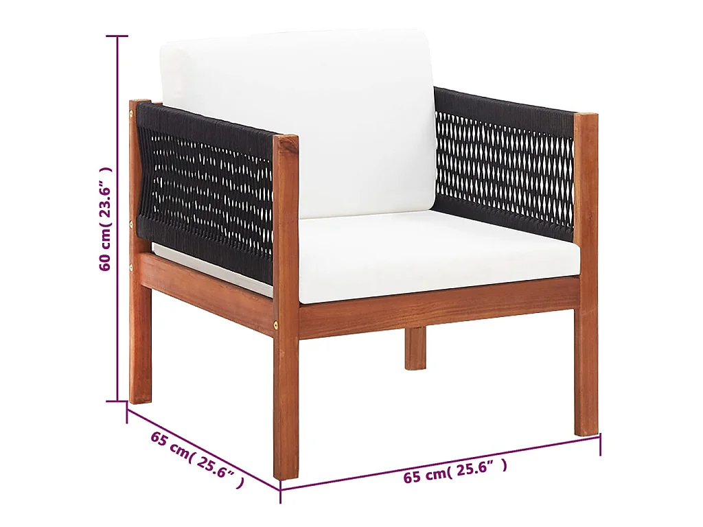 4-delige Loungeset massief acaciahout