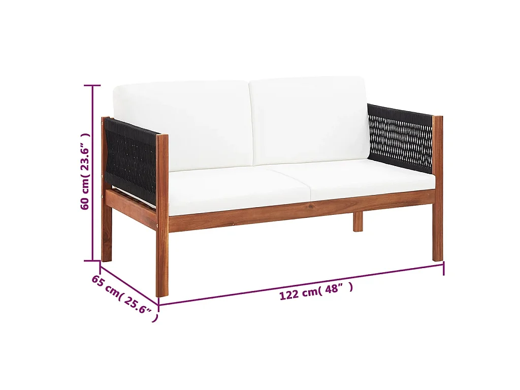 4-delige Loungeset massief acaciahout