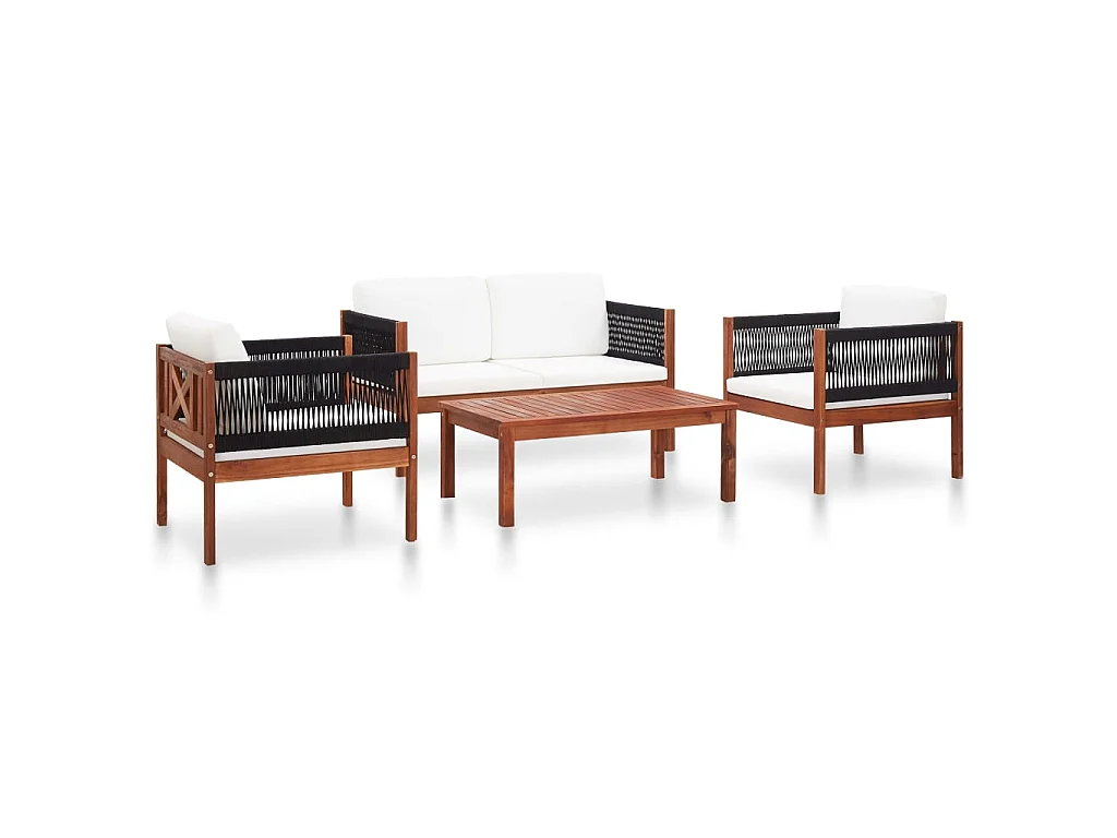 4-delige Loungeset massief acaciahout