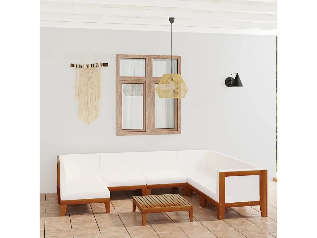 Salon de jardin 8 pcs avec coussins Bois d'acacia solide