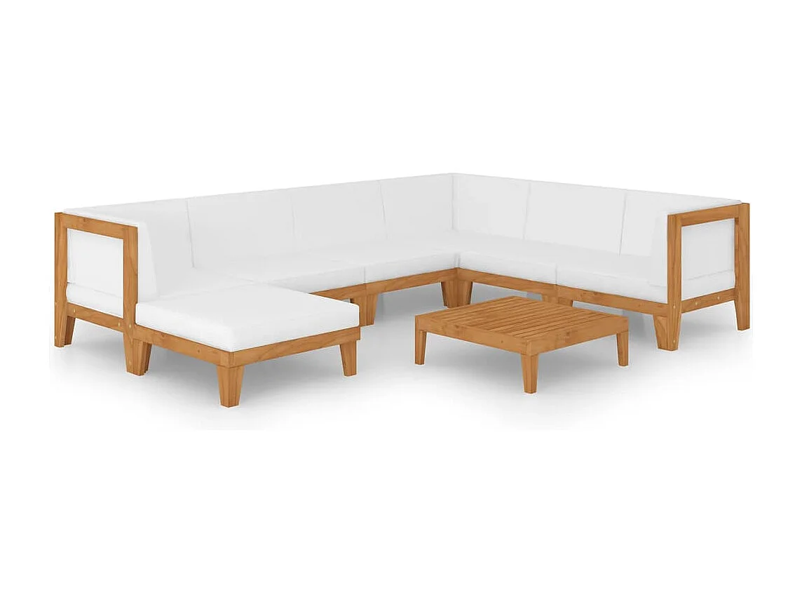 Salon de jardin 8 pcs avec coussins Bois d'acacia solide