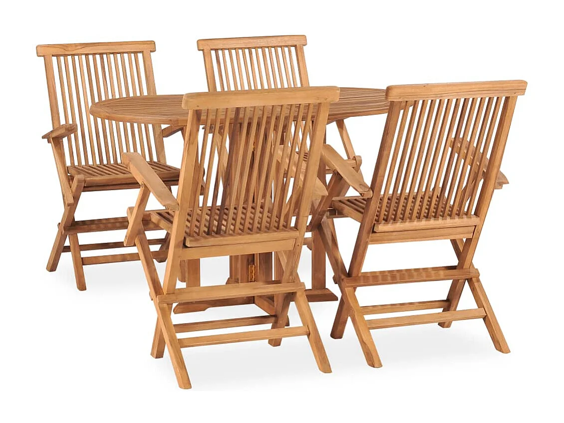 Ensemble à manger d'extérieur pliable 5 pcs Bois solide de teck