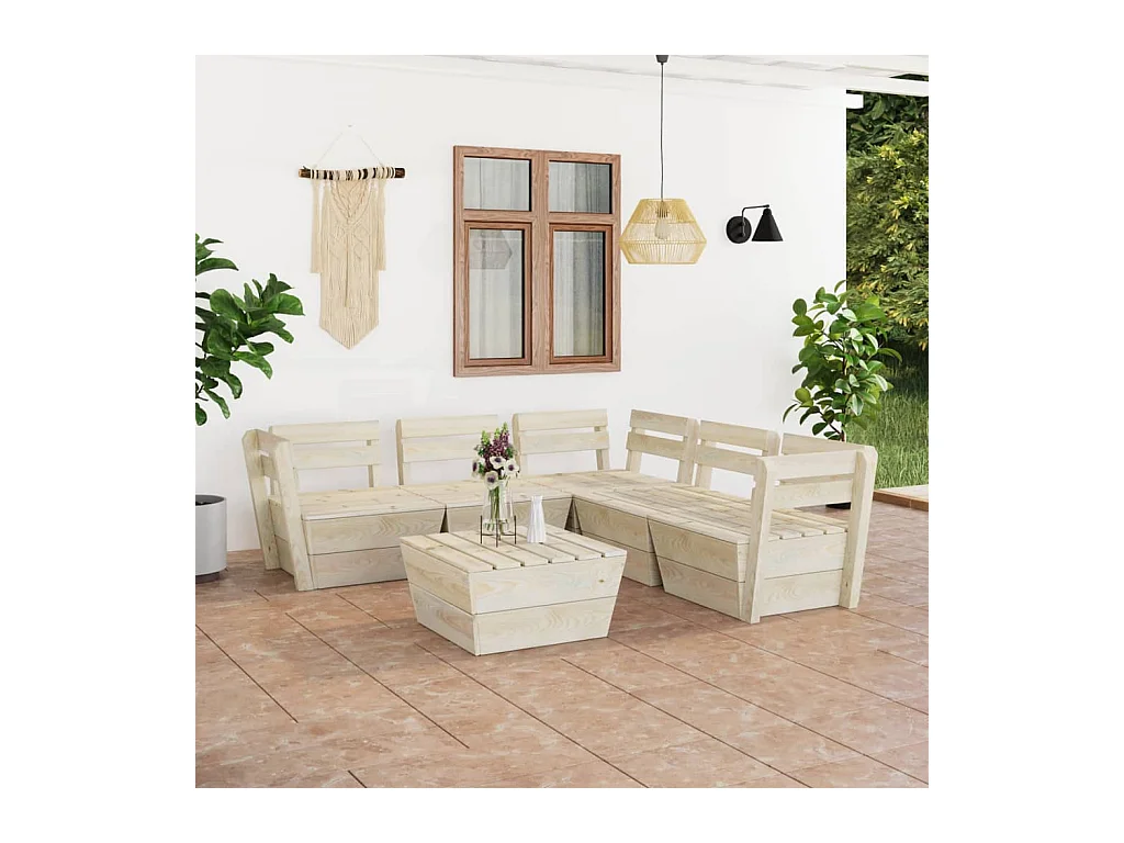 Salon de jardin palette 6 pcs Bois d'épicéa imprégné