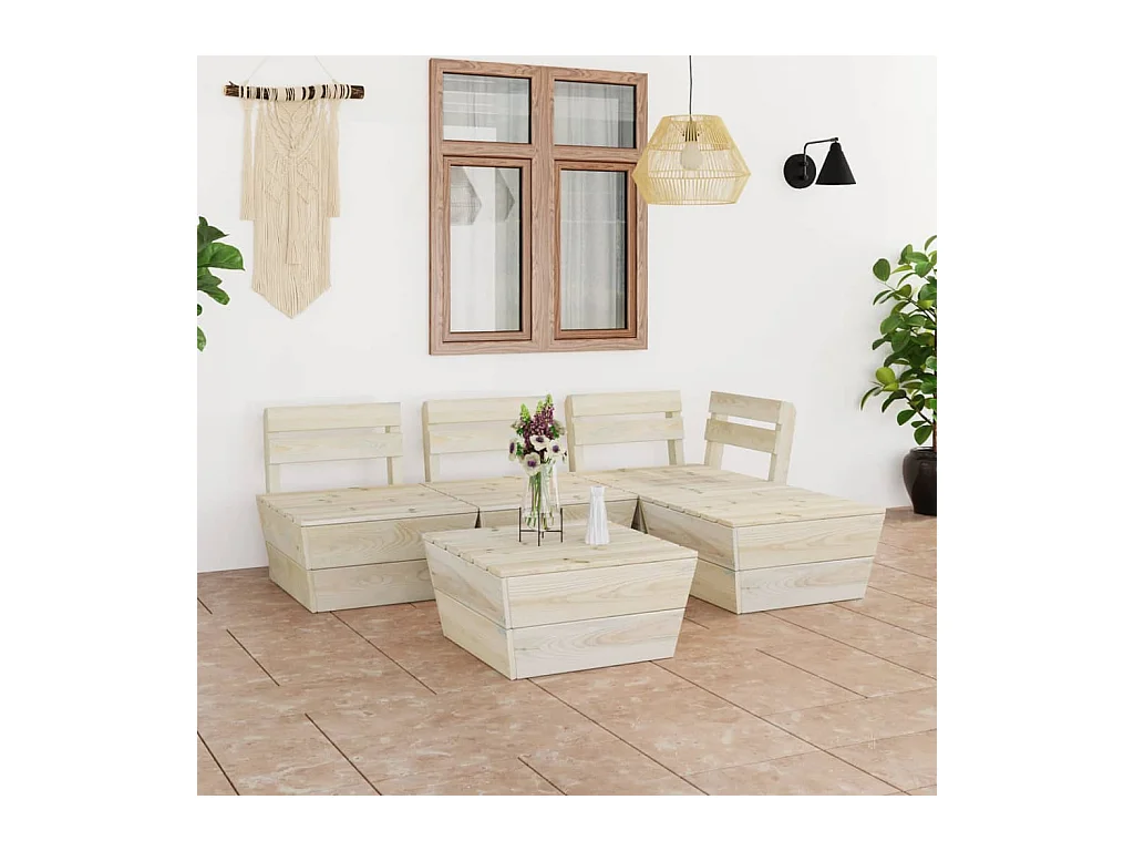 5-delige Loungeset pallet geïmpregneerd vurenhout