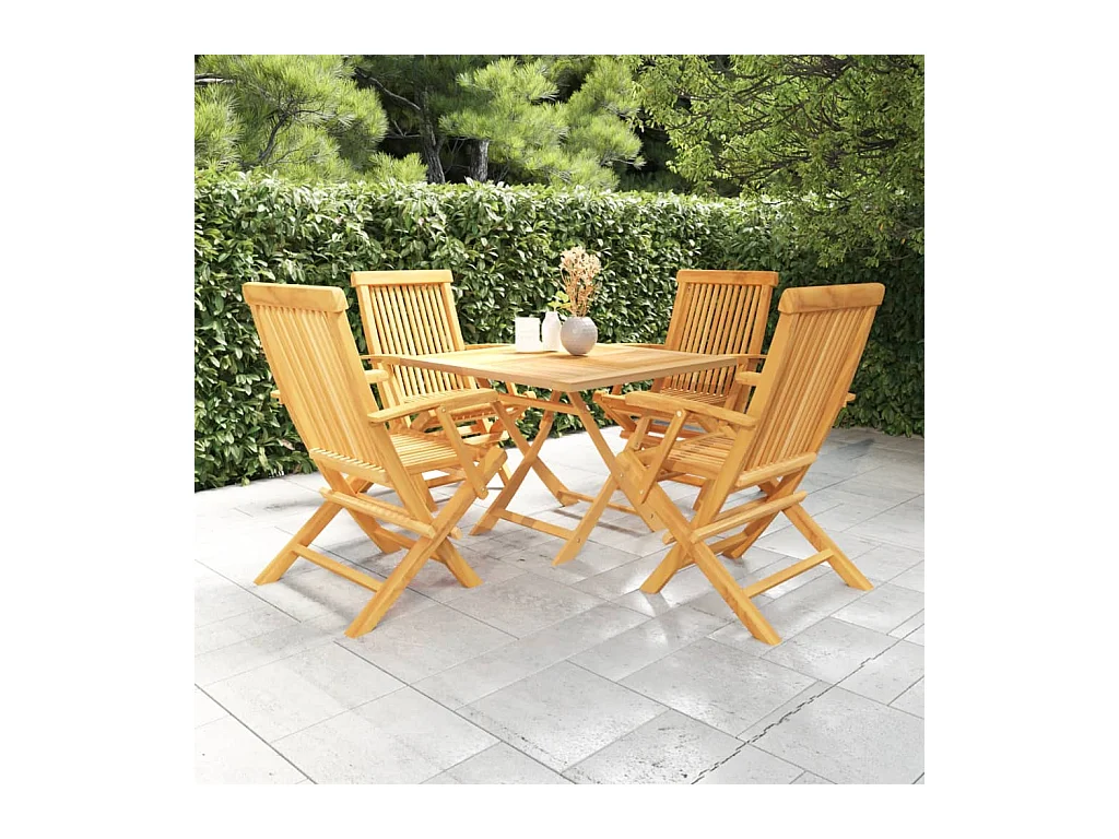Salon de jardin 5 pcs Bois de teck massif