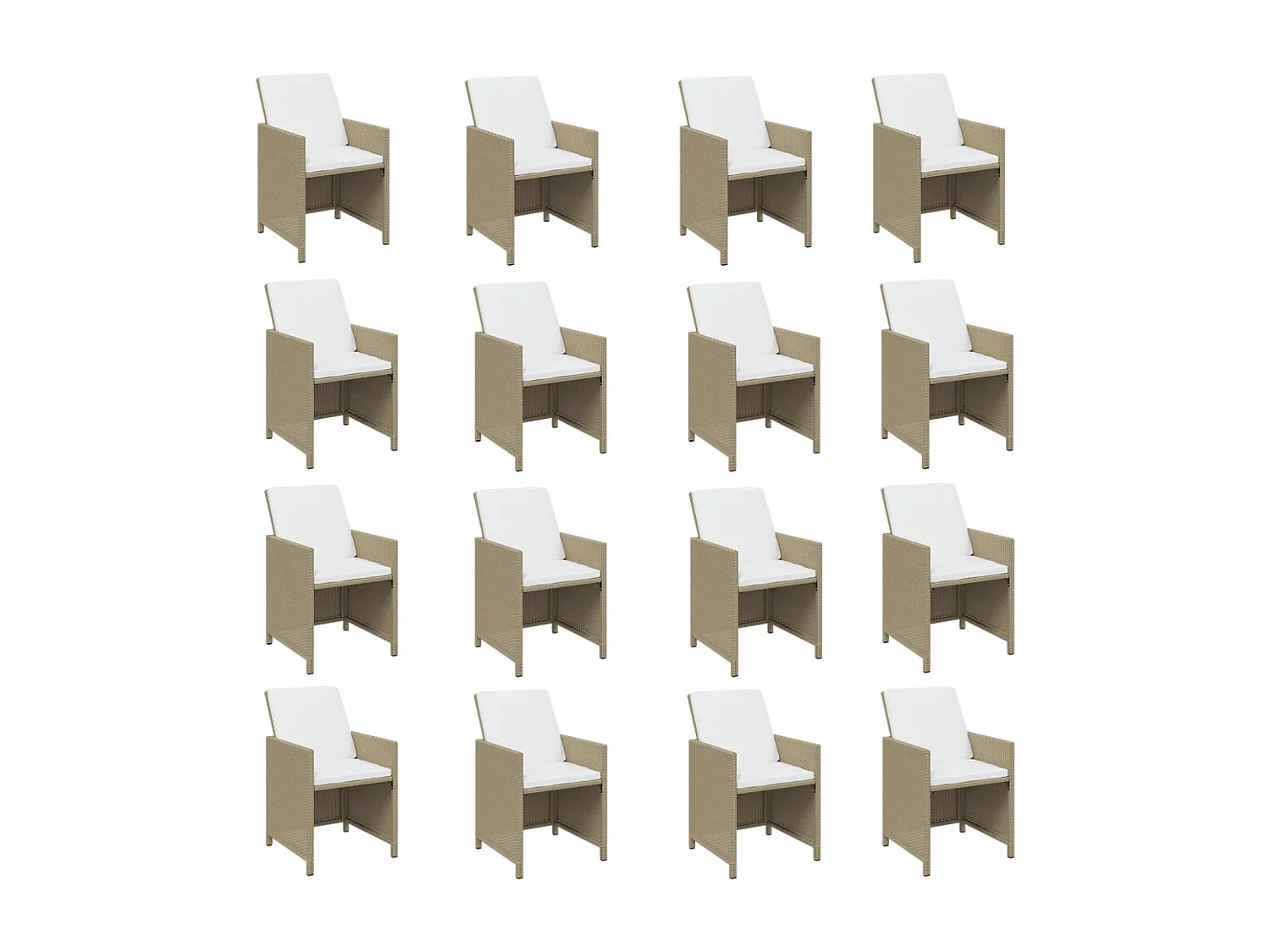 Set da Pranzo per Giardino 21pz con Cuscini in Polyrattan Beige