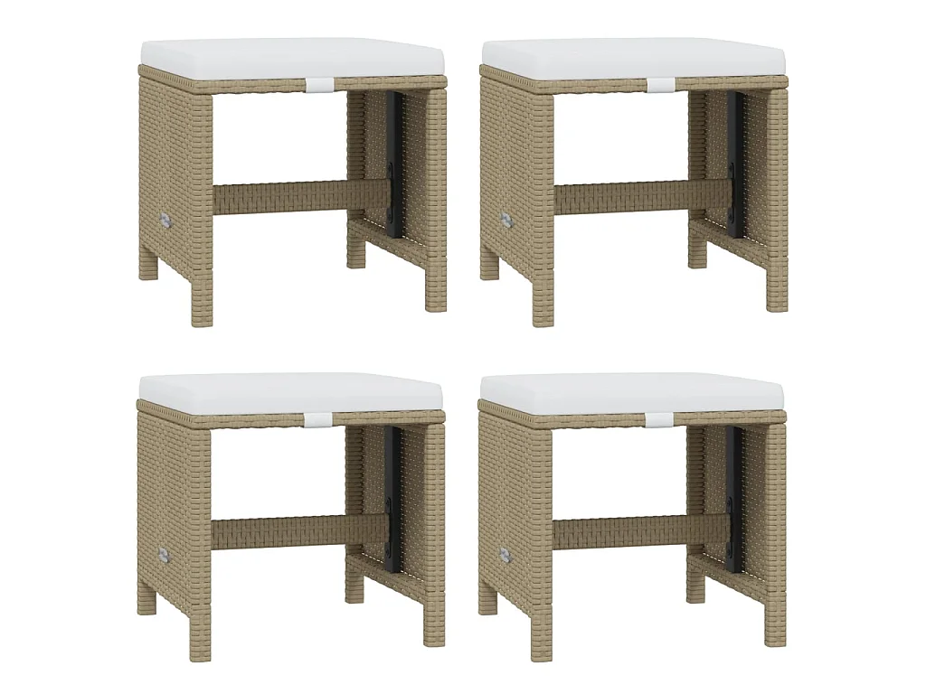 21-tlg. Garten-Essgruppe mit Kissen Poly Rattan Beige