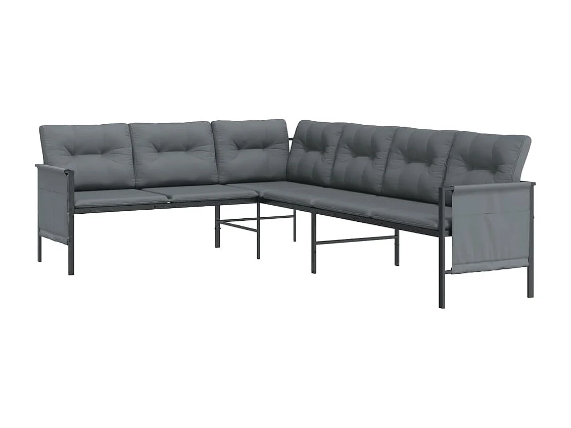 Canapé d'angle de jardin anthracite acier et textilène