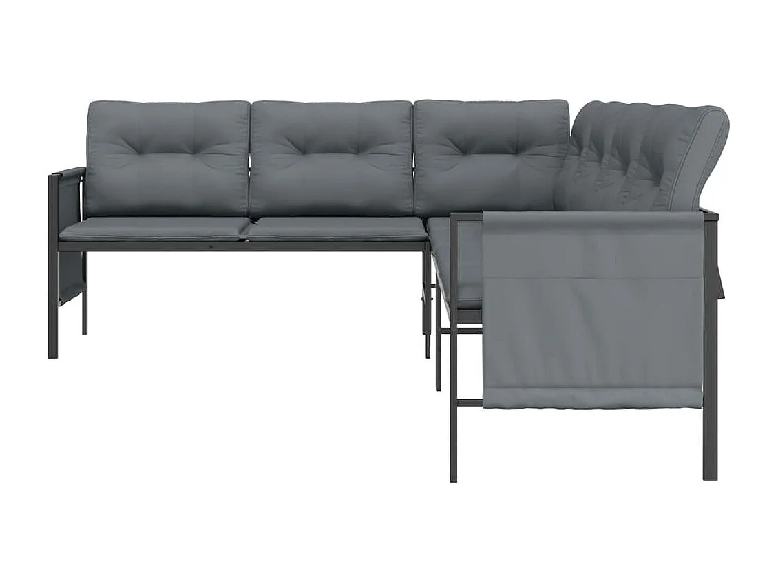 Canapé d'angle de jardin anthracite acier et textilène