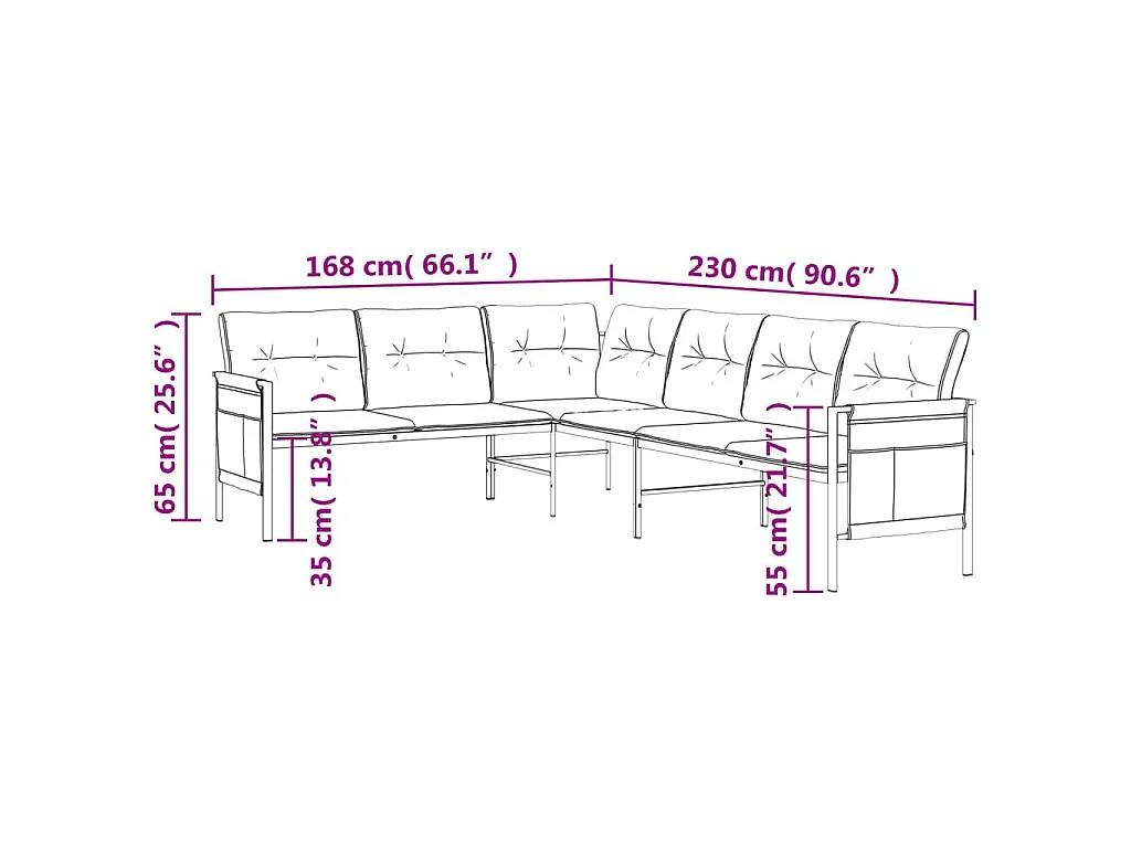 Garten-Ecksofa Anthrazit Stahl und Textilene