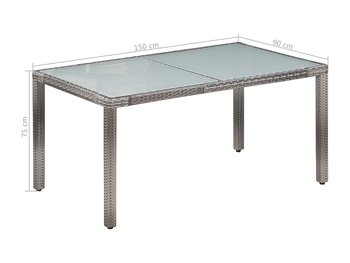 Salon de jardin 7 pcs avec coussins Résine tressée Gris