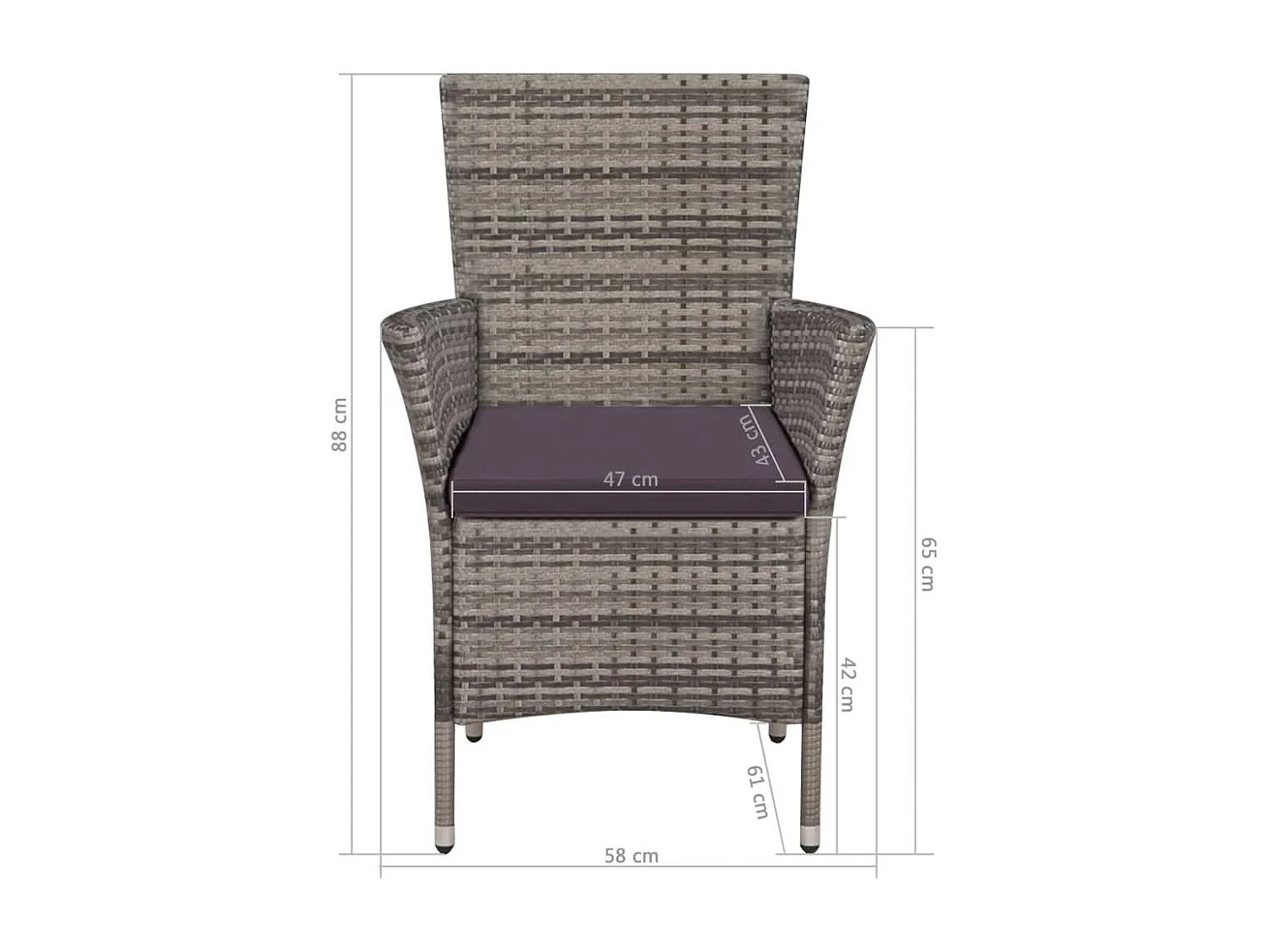 Salon de jardin 7 pcs avec coussins Résine tressée Gris